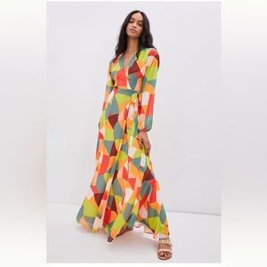 Anthropologie Colorful Geometric Maxi Dress